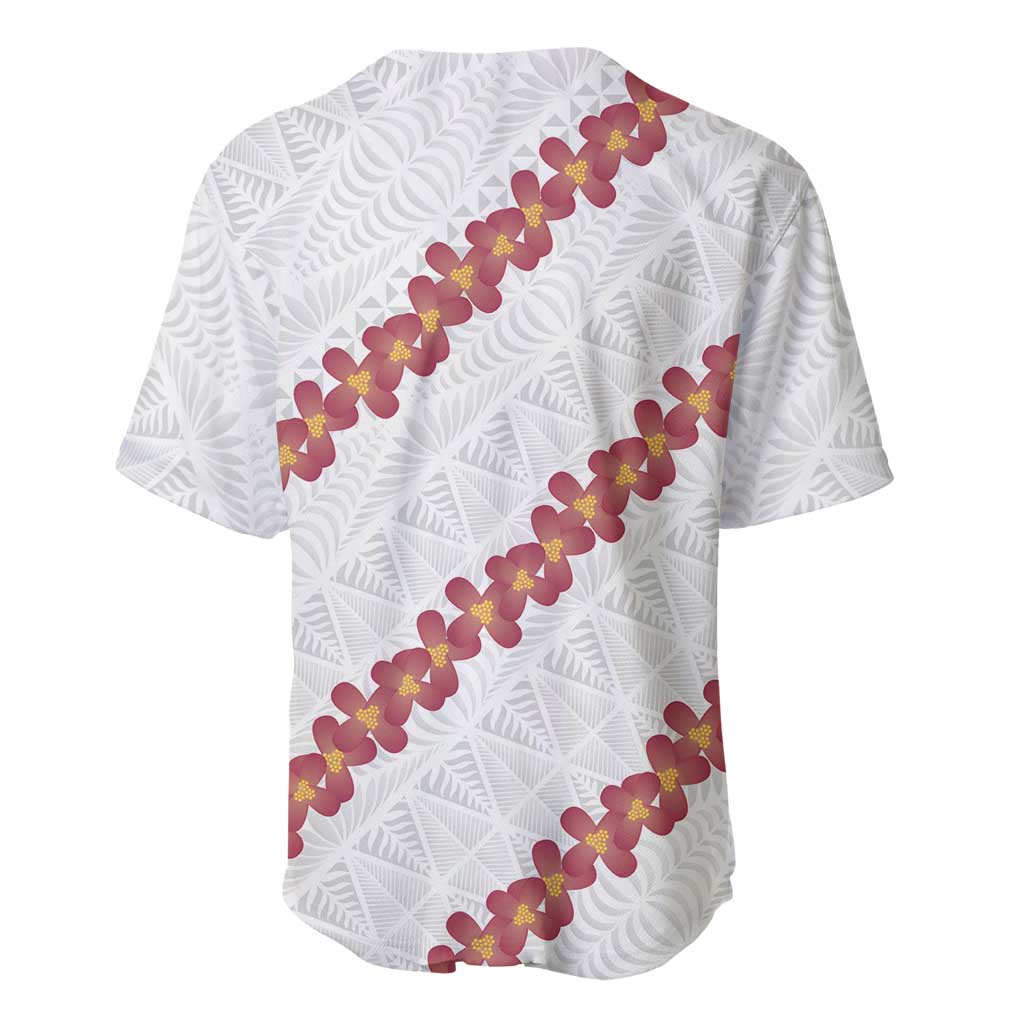White Sunday Tonga Fakame Baseball Jersey Tongan Ngatu Heilala Lei - Polynesian Pride