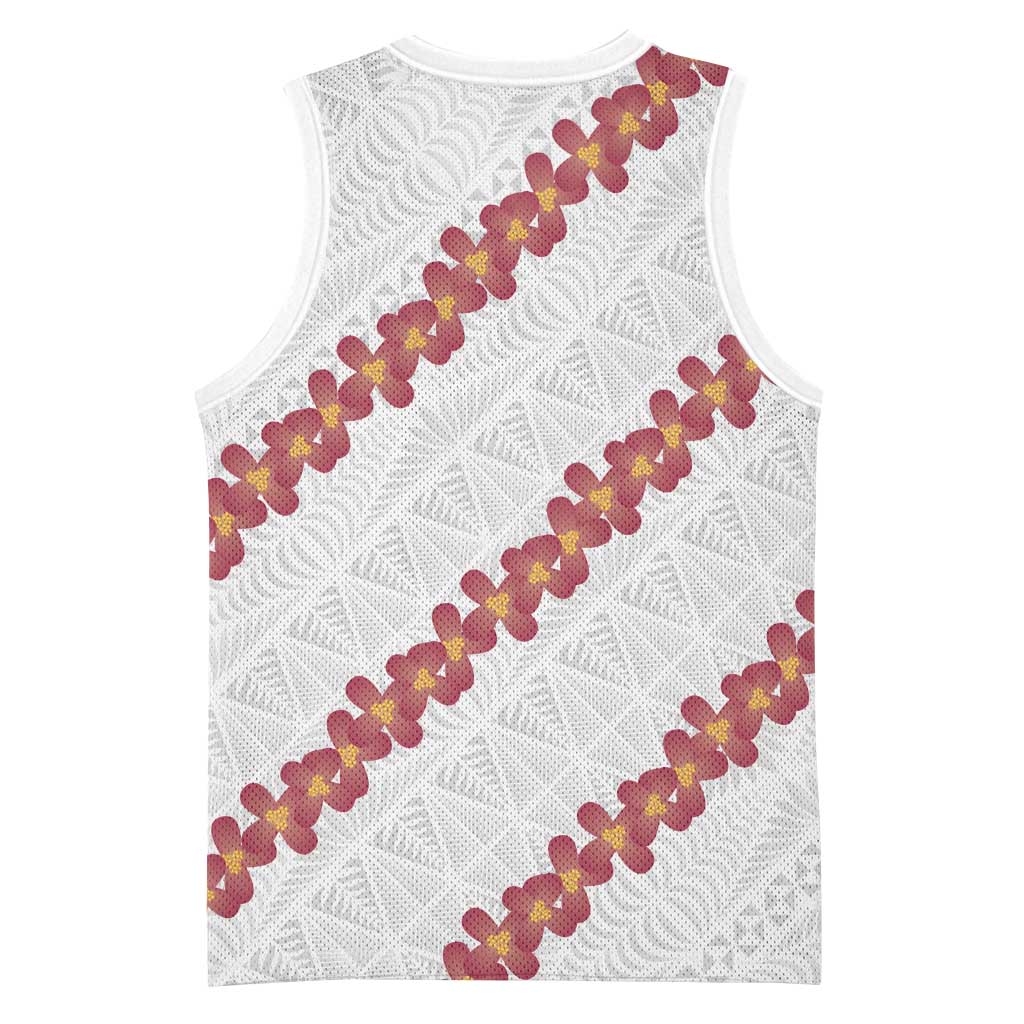 White Sunday Tonga Fakame Basketball Jersey Tongan Ngatu Heilala Lei - Polynesian Pride