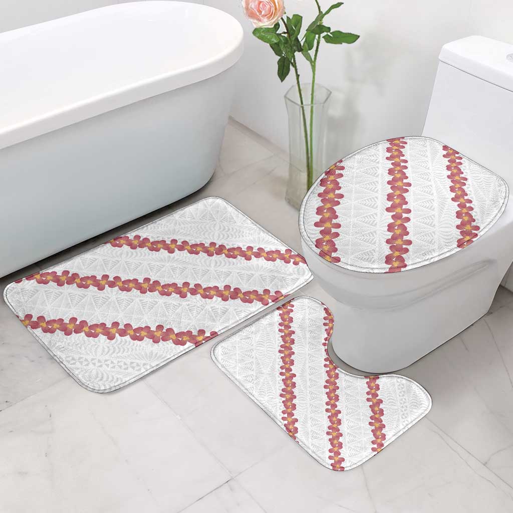 White Sunday Tonga Fakame Bathroom Set Tongan Ngatu Heilala Lei - Polynesian Pride