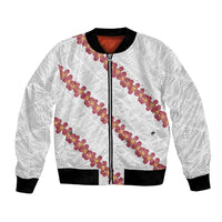 White Sunday Tonga Fakame Bomber Jacket Tongan Ngatu Heilala Lei - Polynesian Pride