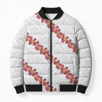 White Sunday Tonga Fakame Bomber Puffer Jacket Tongan Ngatu Heilala Lei - Polynesian Pride