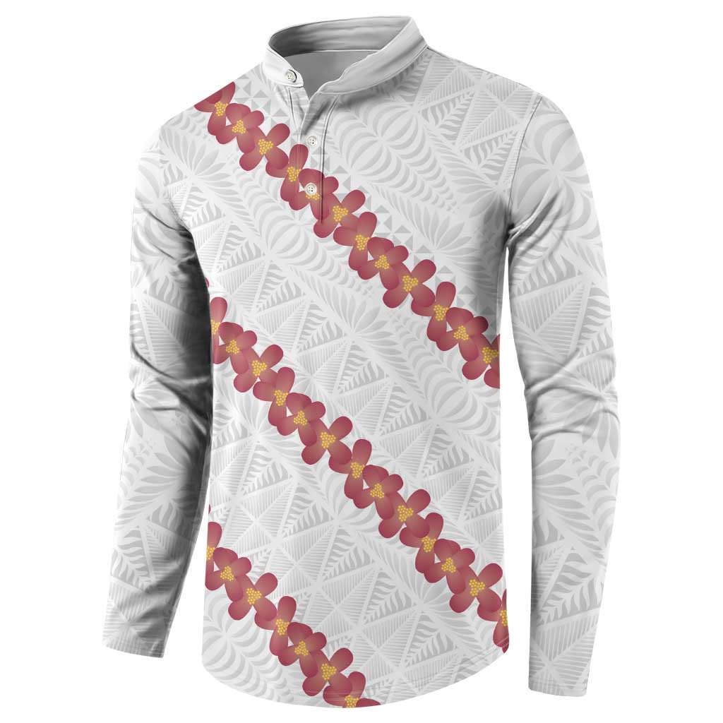 White Sunday Tonga Fakame Button Sweatshirt Tongan Ngatu Heilala Lei - Polynesian Pride