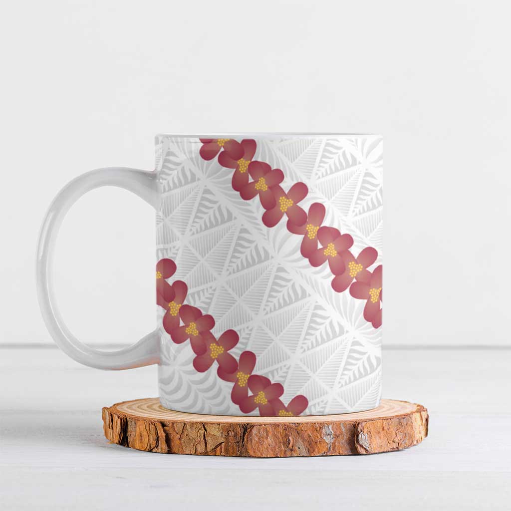 White Sunday Tonga Fakame Ceramic Mug Tongan Ngatu Heilala Lei - Polynesian Pride