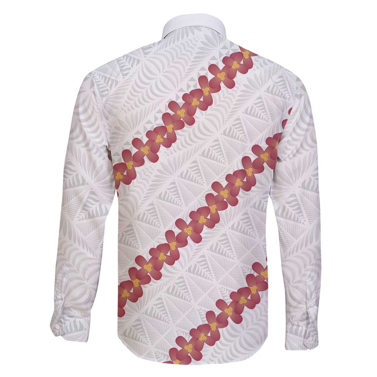 White Sunday Tonga Fakame Family Matching Off The Shoulder Long Sleeve Dress and Hawaiian Shirt Tongan Ngatu Heilala Lei - Polynesian Pride