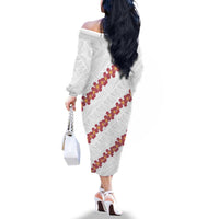 White Sunday Tonga Fakame Family Matching Off The Shoulder Long Sleeve Dress and Hawaiian Shirt Tongan Ngatu Heilala Lei - Polynesian Pride