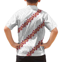 White Sunday Tonga Fakame Family Matching Off Shoulder Short Dress and Hawaiian Shirt Tongan Ngatu Heilala Lei - Polynesian Pride