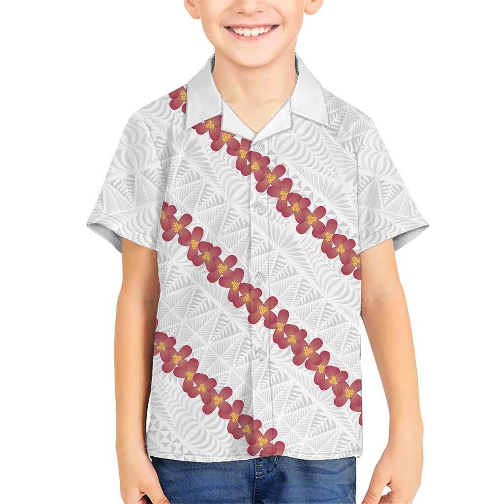 White Sunday Tonga Fakame Family Matching Short Sleeve Bodycon Dress and Hawaiian Shirt Tongan Ngatu Heilala Lei - Polynesian Pride