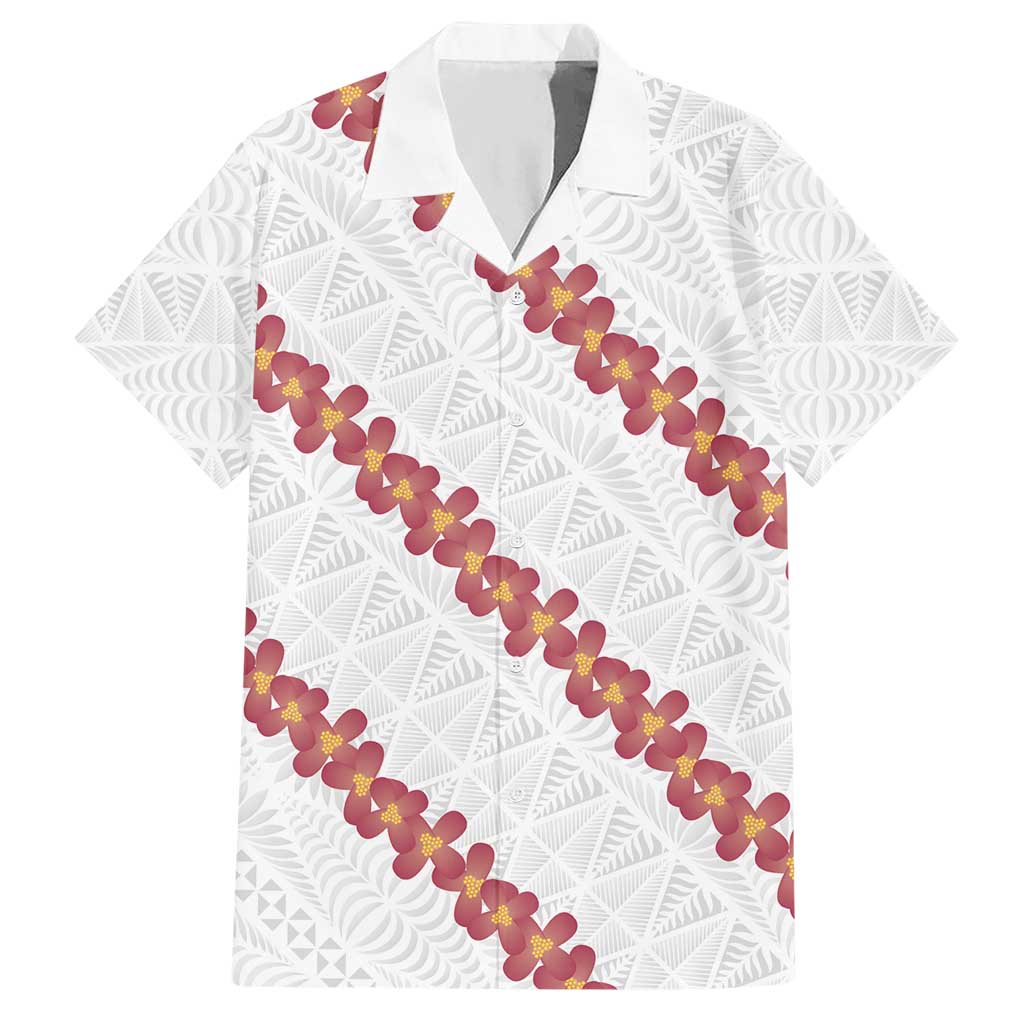 White Sunday Tonga Fakame Hawaiian Shirt Tongan Ngatu Heilala Lei - Polynesian Pride