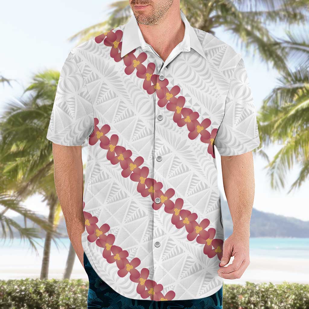 White Sunday Tonga Fakame Hawaiian Shirt Tongan Ngatu Heilala Lei - Polynesian Pride
