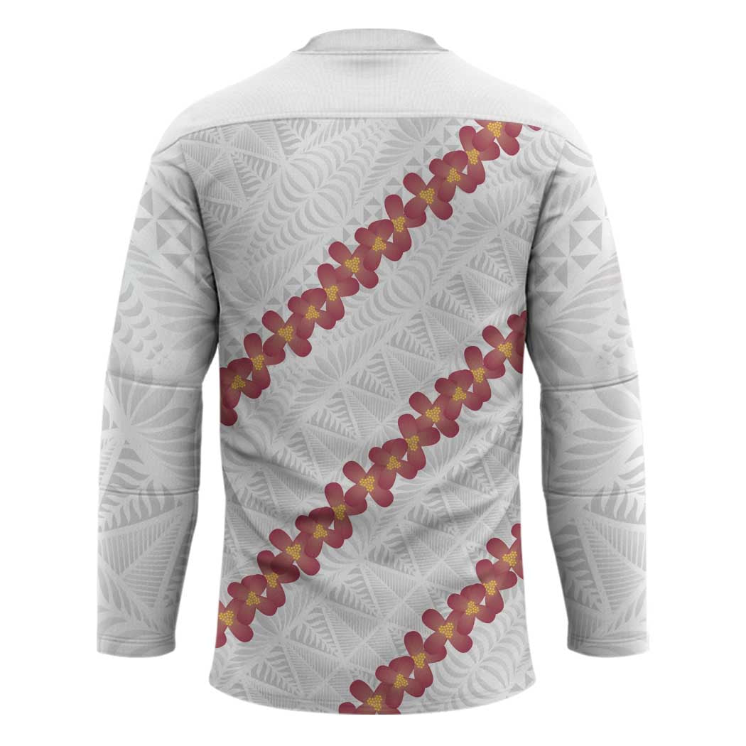 White Sunday Tonga Fakame Hockey Jersey Tongan Ngatu Heilala Lei - Polynesian Pride