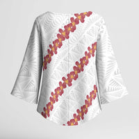 White Sunday Tonga Fakame Kimono Sleeve Blouse Tongan Ngatu Heilala Lei - Polynesian Pride