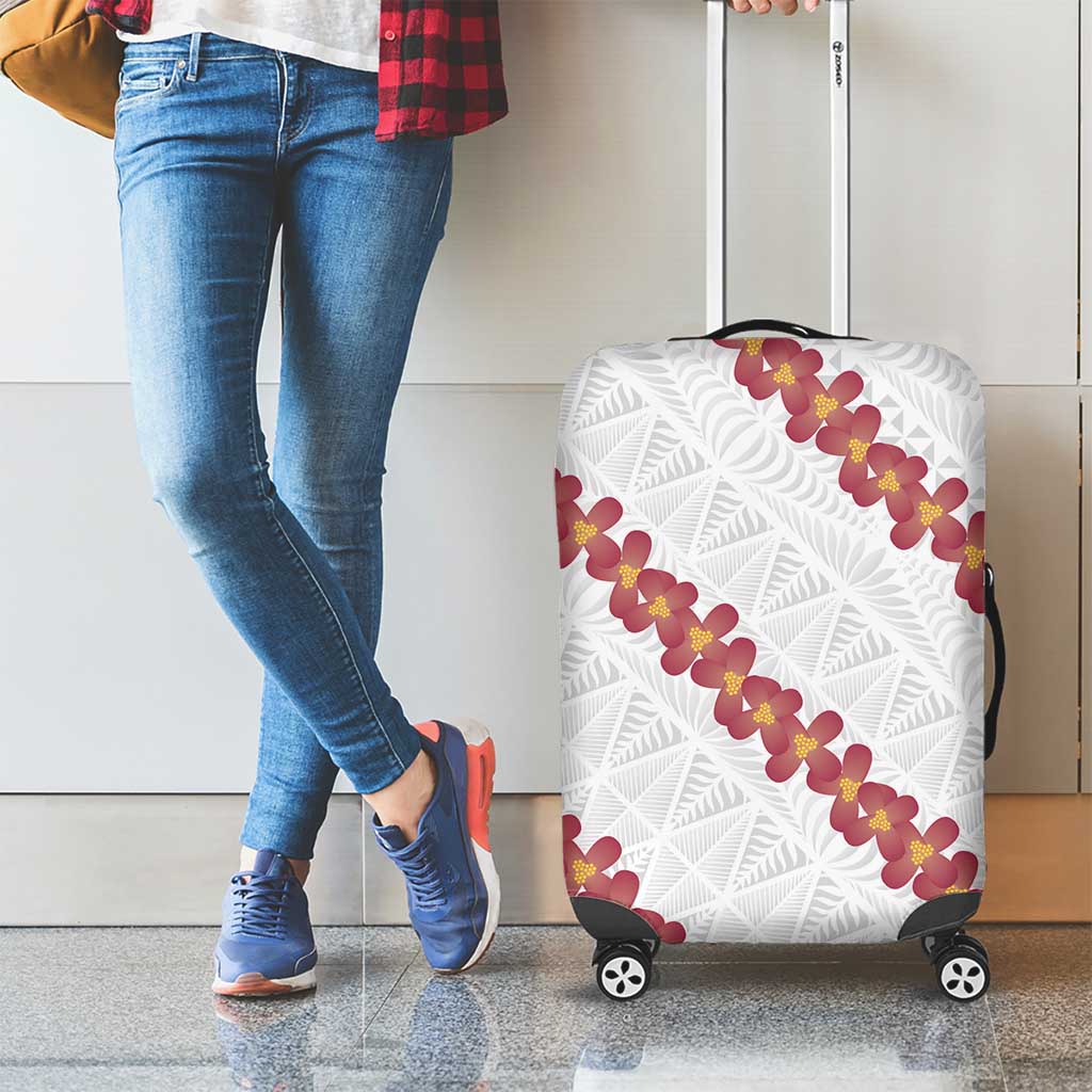 White Sunday Tonga Fakame Luggage Cover Tongan Ngatu Heilala Lei - Polynesian Pride