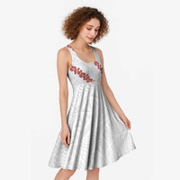 White Sunday Tonga Fakame Midi Dress Tongan Ngatu Heilala Lei - Polynesian Pride