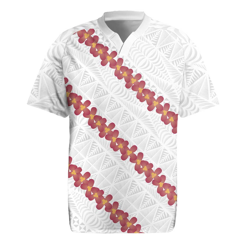 White Sunday Tonga Fakame Rugby Jersey Tongan Ngatu Heilala Lei - Polynesian Pride