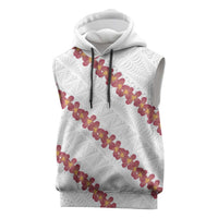 White Sunday Tonga Fakame Sleeveless Hoodie Tongan Ngatu Heilala Lei - Polynesian Pride