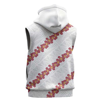 White Sunday Tonga Fakame Sleeveless Hoodie Tongan Ngatu Heilala Lei - Polynesian Pride