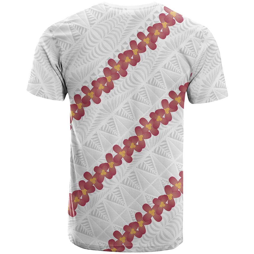 White Sunday Tonga Fakame T Shirt Tongan Ngatu Heilala Lei - Polynesian Pride