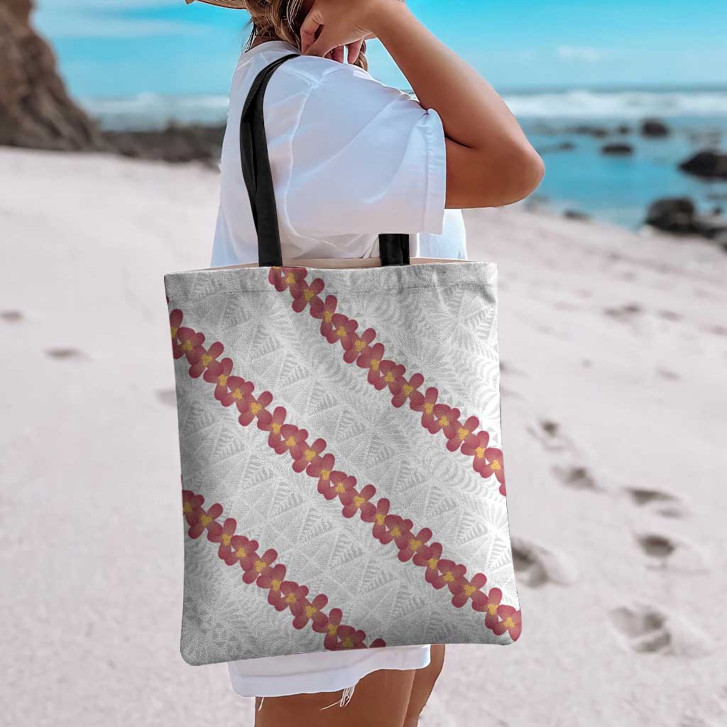 White Sunday Tonga Fakame Tote Bag Tongan Ngatu Heilala Lei - Polynesian Pride