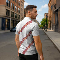 White Sunday Tonga Fakame Zipper Polo Shirt Tongan Ngatu Heilala Lei - Polynesian Pride