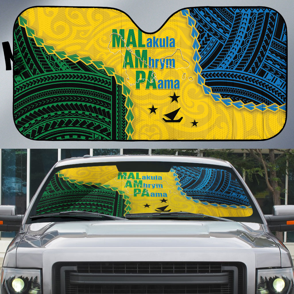 Malampa Province Vanuatu Auto Sun Shade Map With Polynesian Pattern LT14 Multicolor - Polynesian Pride