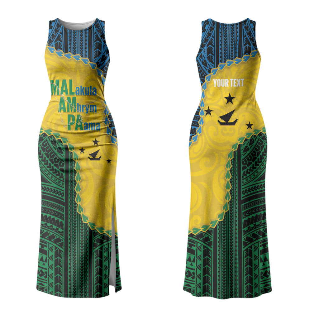 Personalised Malampa Province Vanuatu Family Matching Tank Maxi Dress and Hawaiian Shirt Map With Polynesian Pattern LT14 Mom's Dress Multicolor - Polynesian Pride