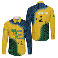 Personalised Malampa Province Vanuatu Family Matching Tank Maxi Dress and Hawaiian Shirt Map With Polynesian Pattern LT14 Dad's Shirt - Long Sleeve Multicolor - Polynesian Pride