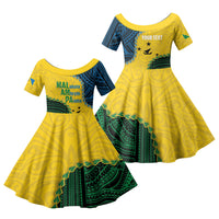 Personalised Malampa Province Vanuatu Family Matching Tank Maxi Dress and Hawaiian Shirt Map With Polynesian Pattern LT14 Daughter's Dress Multicolor - Polynesian Pride