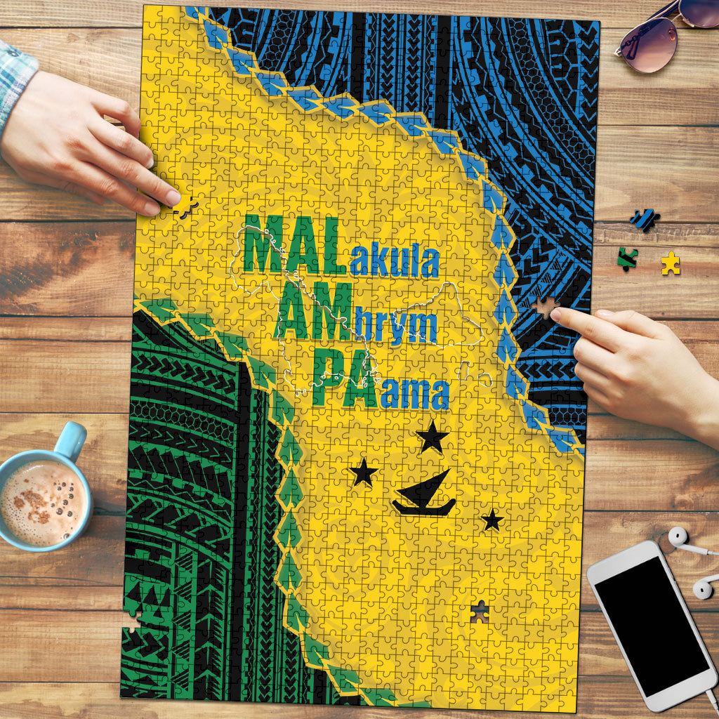 Malampa Province Vanuatu Puzzle Map With Polynesian Pattern LT14 Multicolor - Polynesian Pride