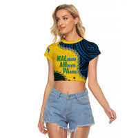Personalised Malampa Province Vanuatu Raglan Cropped T Shirt Map With Polynesian Pattern LT14 Female Multicolor - Polynesian Pride
