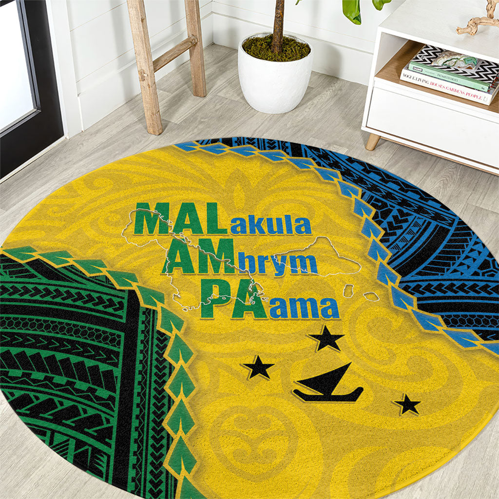 Malampa Province Vanuatu Round Carpet Map With Polynesian Pattern LT14 Multicolor - Polynesian Pride