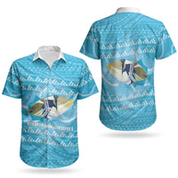 Aloha Hawaii Humuhumu Reef Triggerfish Couples Matching Long Sleeve Bodycon Dress and Hawaiian Shirt Hawaiian Leis Kakau Pattern LT14 - Polynesian Pride