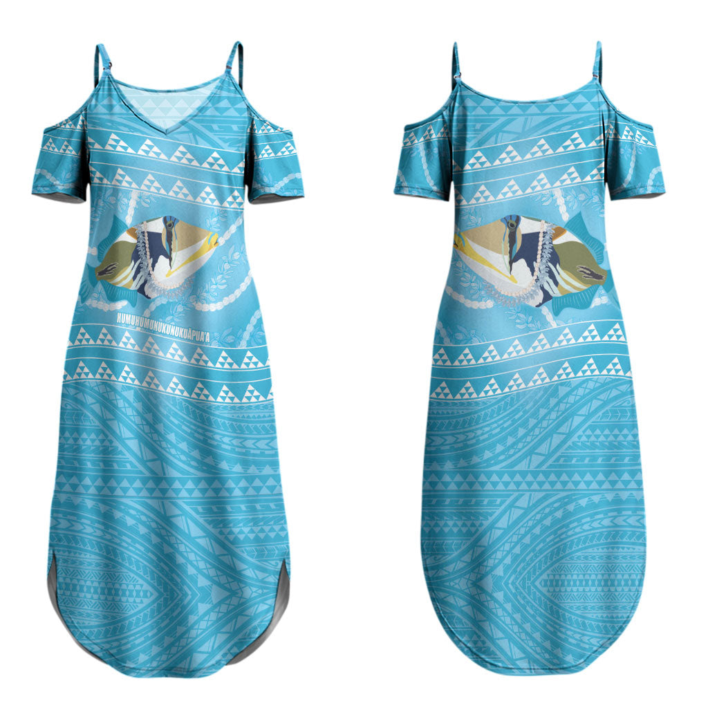 Aloha Hawaii Humuhumu Reef Triggerfish Couples Matching Summer Maxi Dress and Hawaiian Shirt Hawaiian Leis Kakau Pattern LT14 - Polynesian Pride