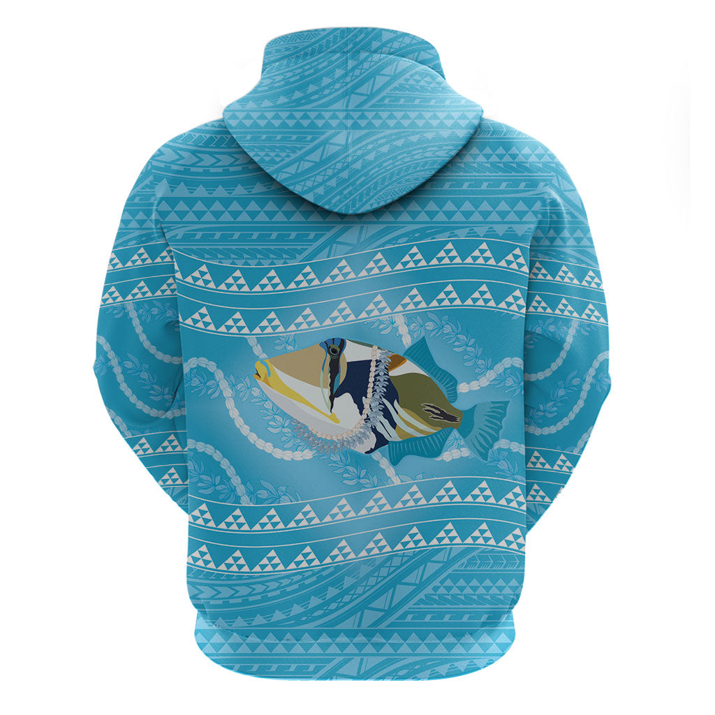 Aloha Hawaii Humuhumu Reef Triggerfish Hoodie Hawaiian Leis Kakau Pattern LT14 - Polynesian Pride