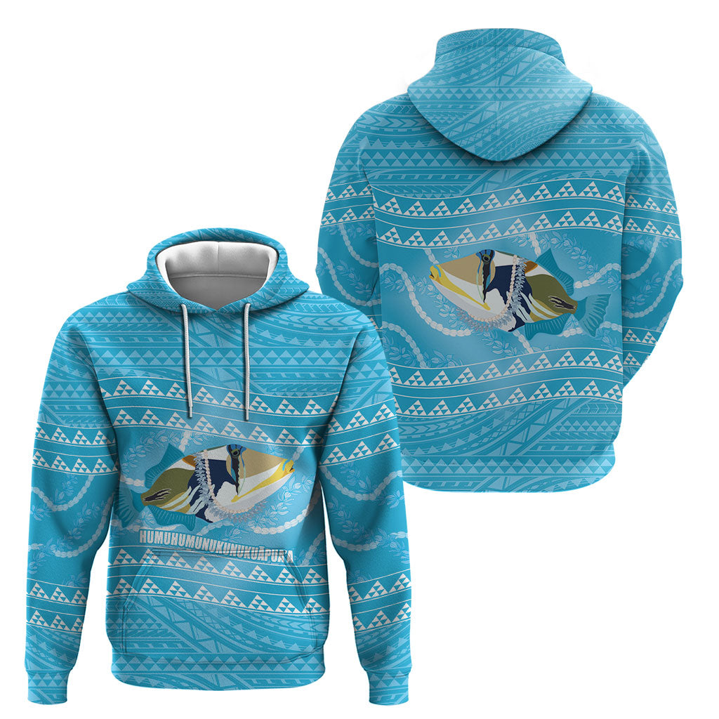 Aloha Hawaii Humuhumu Reef Triggerfish Hoodie Hawaiian Leis Kakau Pattern LT14 - Polynesian Pride