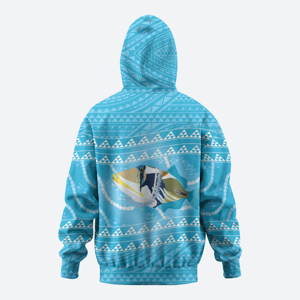 Aloha Hawaii Humuhumu Reef Triggerfish Hoodie Hawaiian Leis Kakau Pattern LT14 - Polynesian Pride