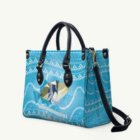 Aloha Hawaii Humuhumu Reef Triggerfish Leather Bag Hawaiian Leis Kakau Pattern LT14 Blue - Polynesian Pride