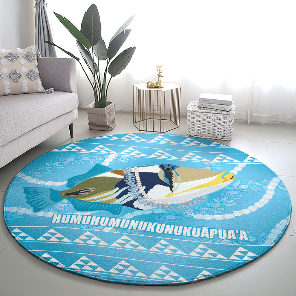 Aloha Hawaii Humuhumu Reef Triggerfish Round Carpet Hawaiian Leis Kakau Pattern LT14 - Polynesian Pride