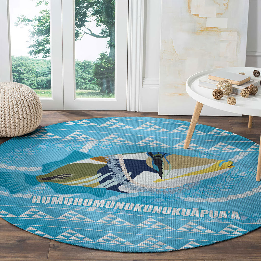 Aloha Hawaii Humuhumu Reef Triggerfish Round Carpet Hawaiian Leis Kakau Pattern LT14 - Polynesian Pride