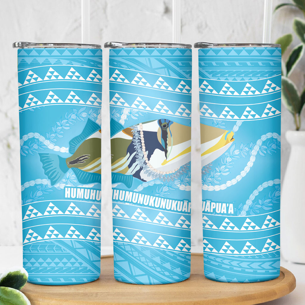 Aloha Hawaii Humuhumu Reef Triggerfish Skinny Tumbler Hawaiian Leis Kakau Pattern LT14 - Polynesian Pride