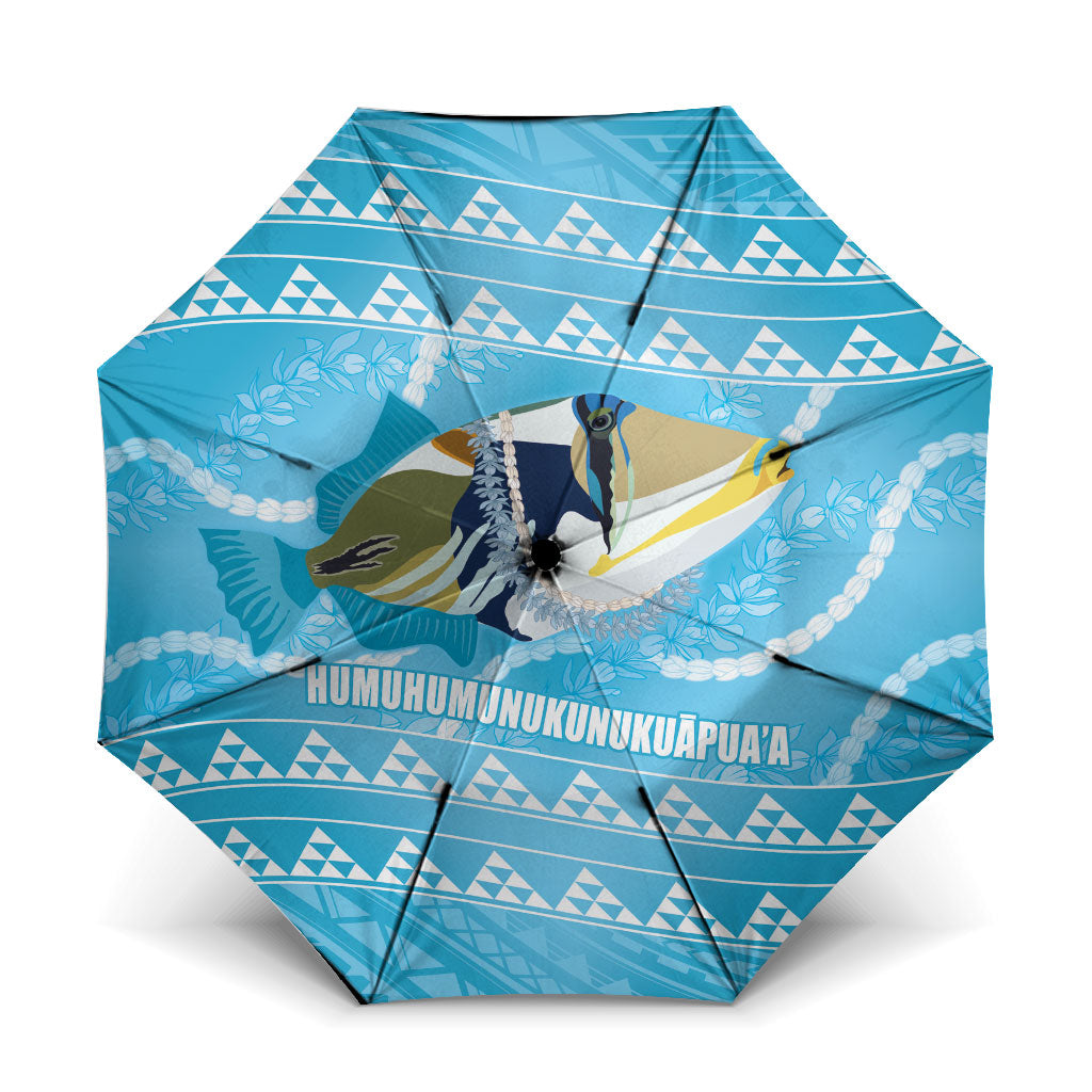 Aloha Hawaii Humuhumu Reef Triggerfish Umbrella Hawaiian Leis Kakau Pattern LT14 One Size Folded 11.42 inch Opened Diameter 37.4 inch Blue - Polynesian Pride
