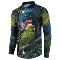 New Zealand Christmas Button Sweatshirt Cute Kakapo Meri Kirihimete Maori Koru LT14 - Polynesian Pride