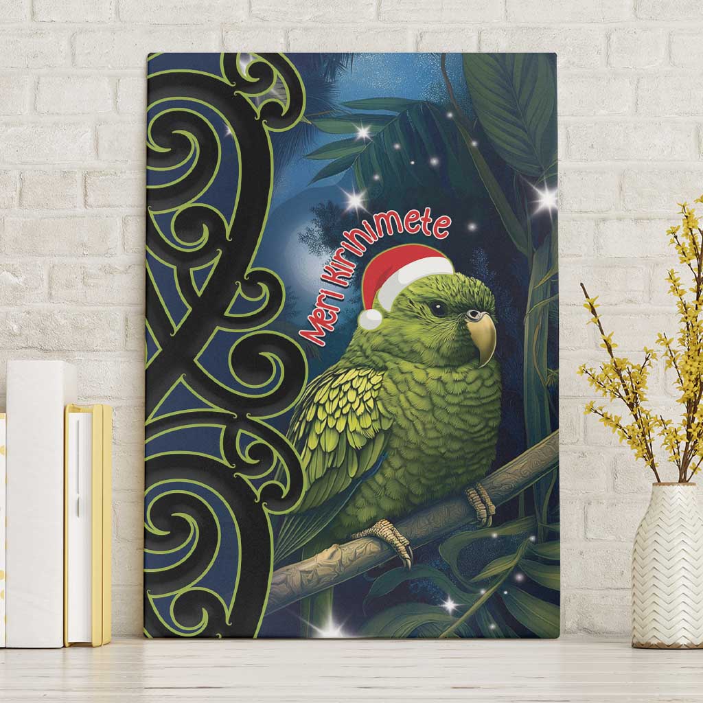 New Zealand Christmas Canvas Wall Art Cute Kakapo Meri Kirihimete Maori Koru LT14 Without Frame Blue - Polynesian Pride