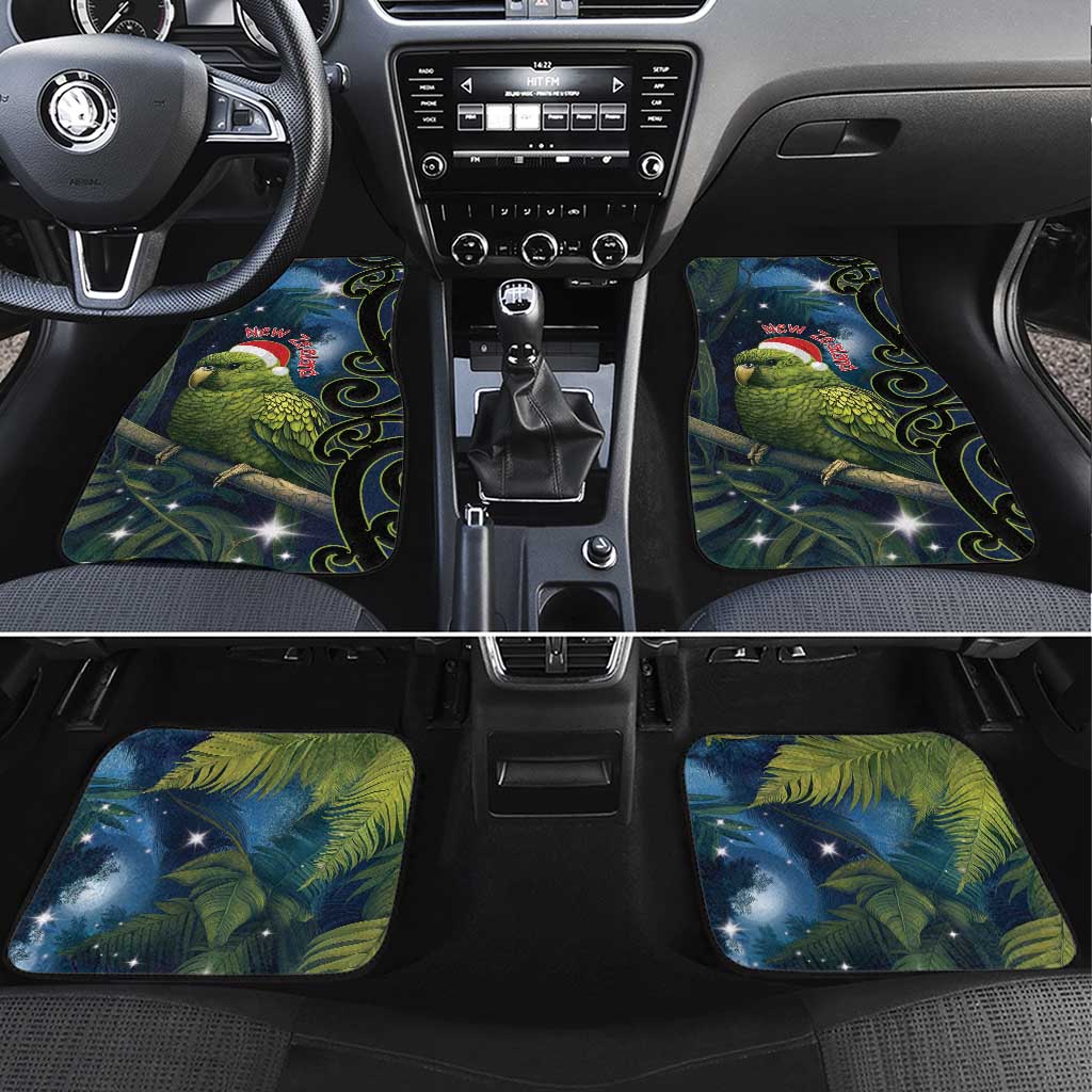 New Zealand Christmas Car Mats Cute Kakapo Meri Kirihimete Maori Koru LT14 Set 4pcs Blue - Polynesian Pride