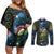 New Zealand Christmas Couples Matching Off Shoulder Short Dress and Long Sleeve Button Shirt Cute Kakapo Meri Kirihimete Maori Koru