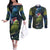 New Zealand Christmas Couples Matching Off The Shoulder Long Sleeve Dress and Long Sleeve Button Shirt Cute Kakapo Meri Kirihimete Maori Koru