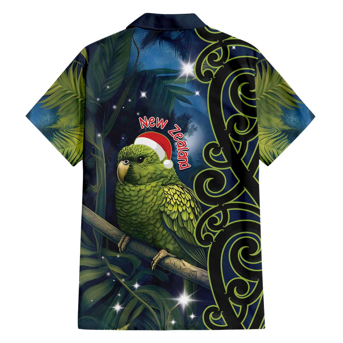 New Zealand Christmas Family Matching Off Shoulder Short Dress and Hawaiian Shirt Cute Kakapo Meri Kirihimete Maori Koru