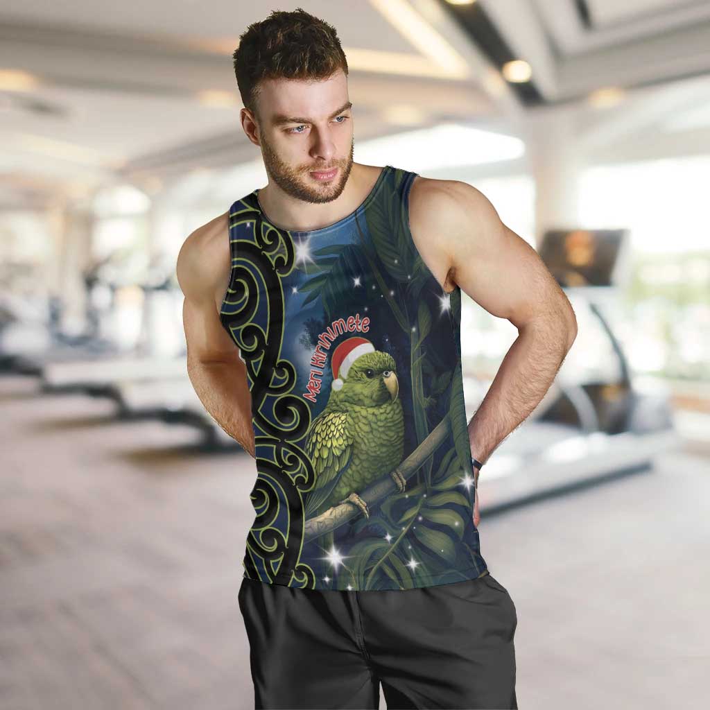 New Zealand Christmas Men Tank Top Cute Kakapo Meri Kirihimete Maori Koru LT14 Blue - Polynesian Pride