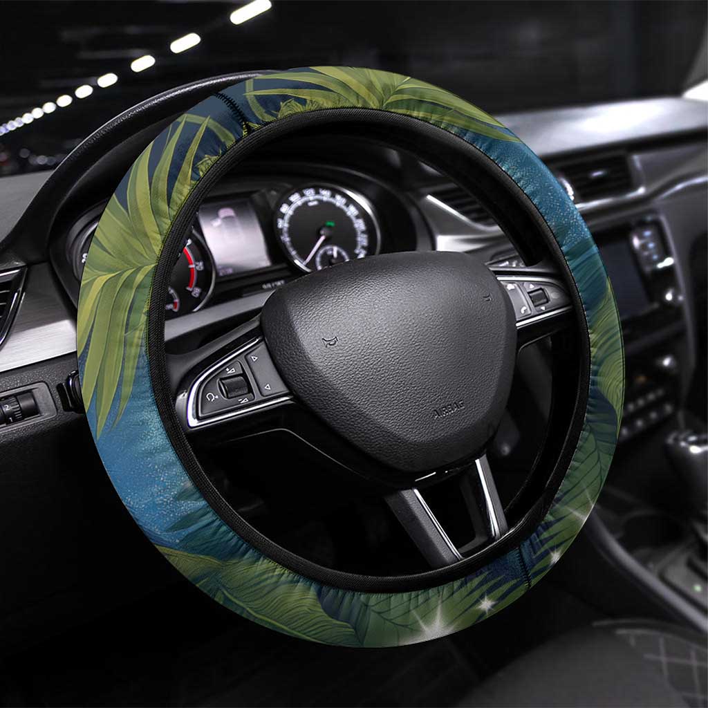 New Zealand Christmas Steering Wheel Cover Cute Kakapo Meri Kirihimete Maori Koru LT14 Universal Fit Blue - Polynesian Pride
