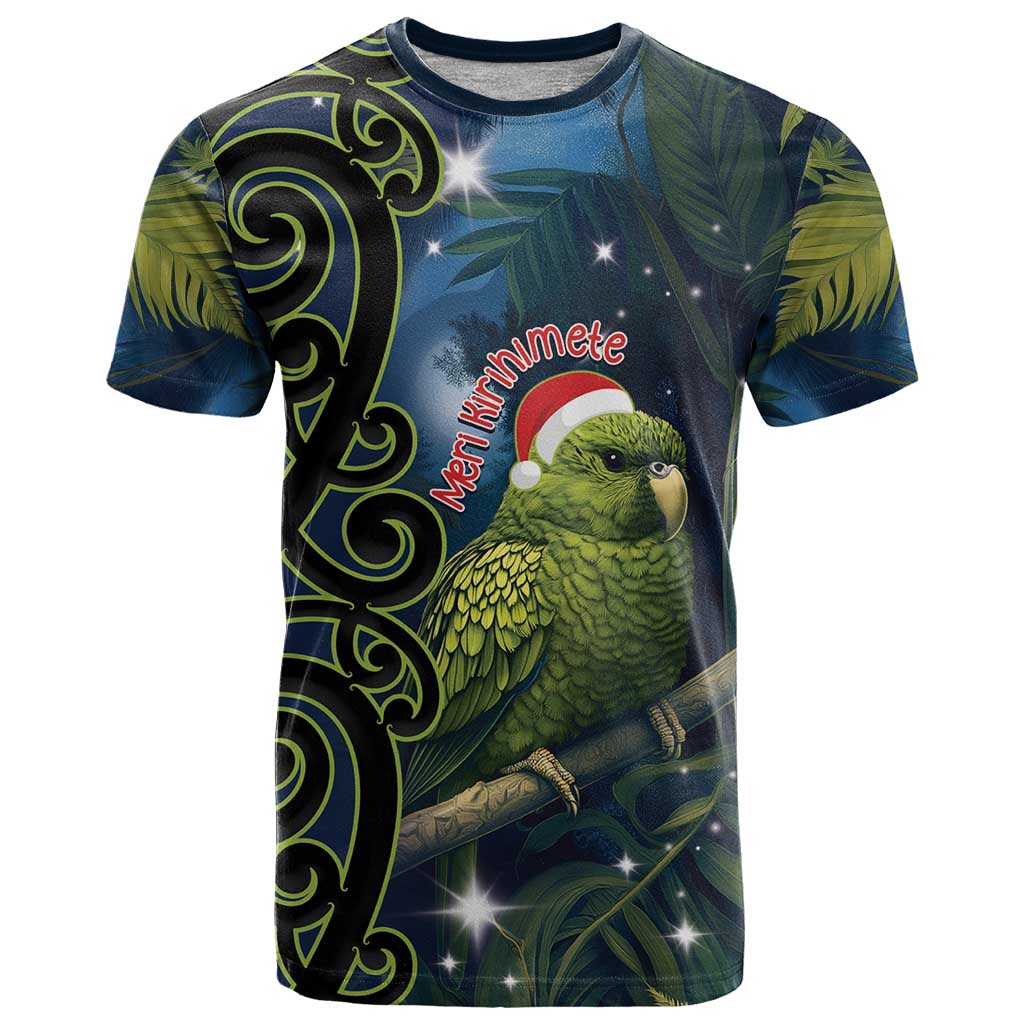 New Zealand Christmas T Shirt Cute Kakapo Meri Kirihimete Maori Koru LT14 Blue - Polynesian Pride