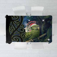 New Zealand Christmas Tablecloth Cute Kakapo Meri Kirihimete Maori Koru LT14 Blue - Polynesian Pride